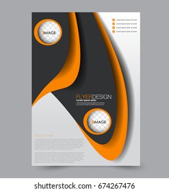 Flyer template. Abstract brochure background. Business corporate style concept. Vector illustration.  Orange and black color