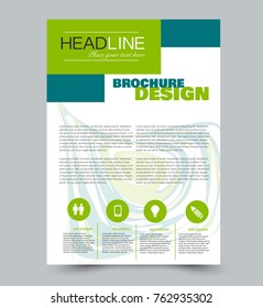 Flyer template. Abstract brochure design. Vector illustration. Green color.