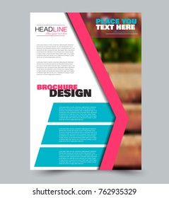 Flyer template. Abstract brochure design. Vector illustration. Blue and pink color.