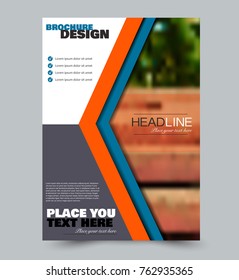Flyer template. Abstract brochure design. Vector illustration. Red and blue color.