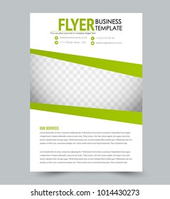 Flyer template. Annual report or book cover a4 size. Green color. Vector illustration.