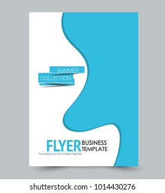 Flyer template. Annual report or book cover a4 size. Blue color. Vector illustration.