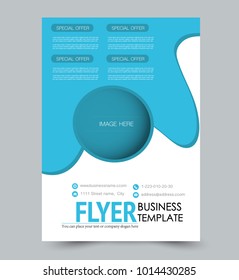 Flyer template. Annual report or book cover a4 size. Blue color. Vector illustration.