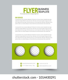Flyer template. Annual report or book cover a4 size. Green color. Vector illustration.