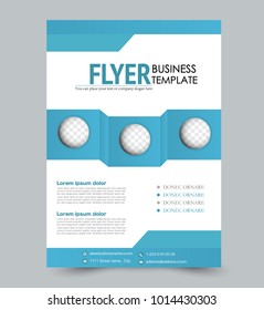 Flyer template. Annual report or book cover a4 size. Blue color. Vector illustration.