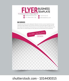 Flyer template. Annual report or book cover a4 size. Pink color. Vector illustration.