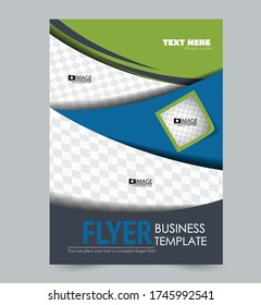 Flyer template. Annual report or book cover a4 size. Green and blue color. Vector illustration.
