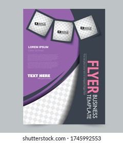 Flyer template. Annual report or book cover a4 size. Purple and pink color. Vector illustration.