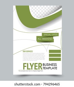 Flyer template. Annual report or book cover a4 size. Green color. Vector illustration.