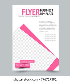 Flyer template. Annual report or book cover a4 size. Pink color. Vector illustration.