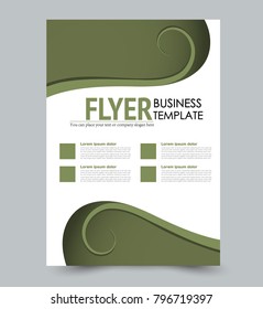 Flyer template. Annual report or book cover a4 size. Green color. Vector illustration.