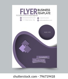 Flyer template. Annual report or book cover a4 size. Purple color. Vector illustration.