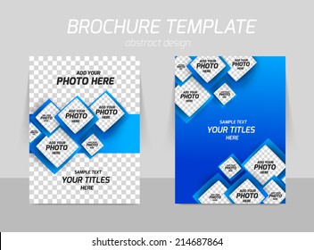 Flyer template back and front design with blue squares