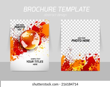 Flyer template back and front design with grunge texture and globe