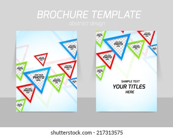 Flyer template back and front design with colorful triangles