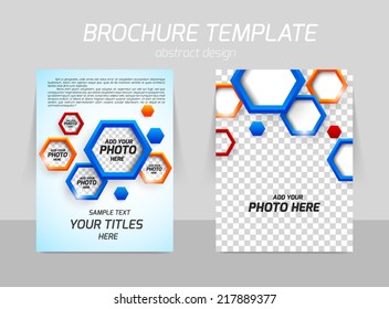 Flyer template back and front design with colorful hexagons