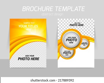 Flyer template back and front design in orange color with circles