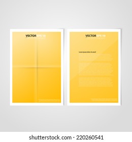Flyer template back and front design. Brochure design templates collection with yellow paper