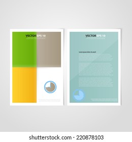 Flyer template back and front design. Brochure design templates collection with blue paper