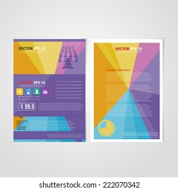 Flyer template back and front design. Brochure design templates collection with color paper