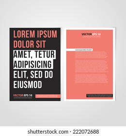 Flyer template back and front design. Brochure design templates collection with red paper