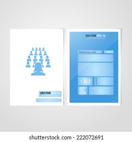 Flyer template back and front design. Brochure design templates collection with blue paper