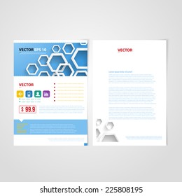 Flyer template back and front design. Brochure design templates collection with hexagons