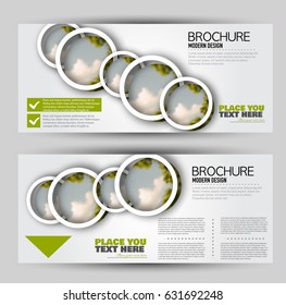 Flyer template. Banner or web header set. Vector illustration promotion design background. Green color.