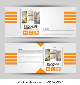 Flyer template. Banner or web header set. Vector illustration promotion design background. Orange color.
