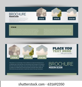 Flyer template. Banner or web header set. Vector illustration promotion design background. Blue and green color.