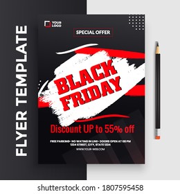 flyer template for Black Friday Sale Promotion with Sample Product Images, for A4 paper size with 3mm. bleeds area and Free Font Used with Eps file.