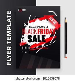 flyer template for Black Friday Sale Promotion with Sample Product Images, for A4 paper size with 3mm. bleeds area and Free Font Used with Eps file.