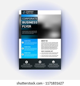 Flyer template with blue abstract
