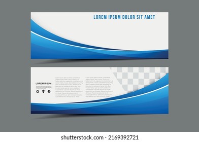 Plantilla de volante con ondas azules en ambos lados. diseño de plantillas de banner de stand de negocios con estilo minimalista para publicación de productos