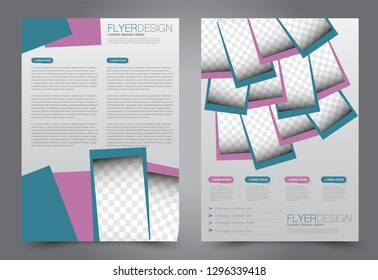 Flyer template. Brochur design for a business, education, advertisement. A4 poster layout Vector illustration. Blue and purple color.