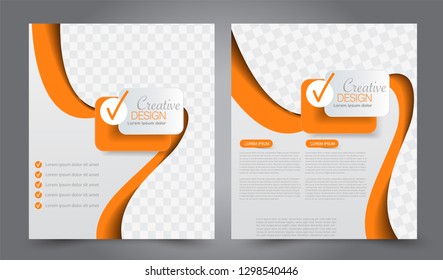 Flyer template. Brochur design for a business, education, advertisement. A4 poster layout Vector illustration. Orange color.