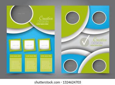 Flyer template. Brochur design for a business, education, advertisement. A4 poster layout Vector illustration. Blue and green color.