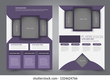 Flyer template. Brochur design for a business, education, advertisement. A4 poster layout Vector illustration. Purple color.