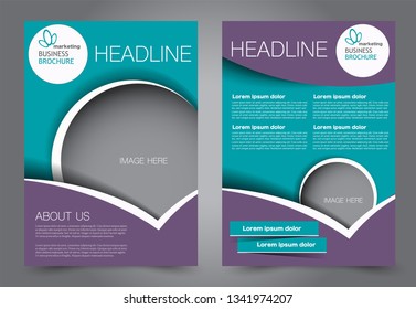 Flyer template. Brochur design for a business, education, advertisement. A4 poster layout Vector illustration. Blue and purple color.