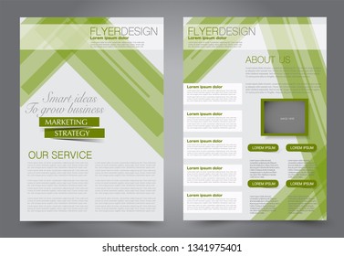 Flyer template. Brochur design for a business, education, advertisement. A4 poster layout Vector illustration. Green color.