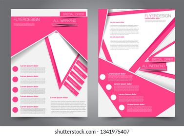 Flyer template. Brochur design for a business, education, advertisement. A4 poster layout Vector illustration. Pink color.