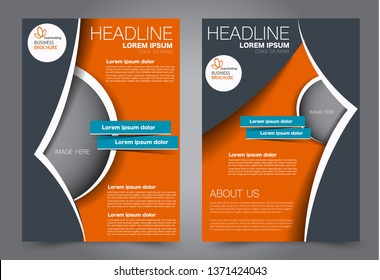 Flyer template. Brochur design for a business, education, advertisement. A4 poster layout Vector illustration. Blue and orange color.