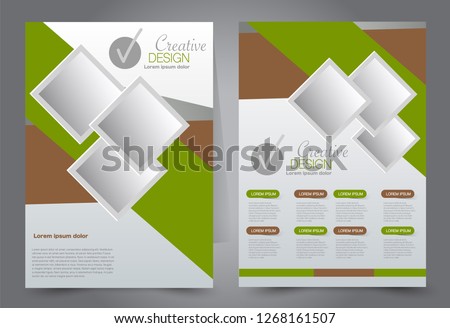 Flyer template. Brochur design for a business, education, advertisement. A4 poster layout Vector illustration. Brown and green color.