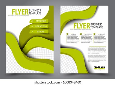 Flyer template. Brochure for business, education, presentation, advertisement. Annual report cover. Green vector illustration.