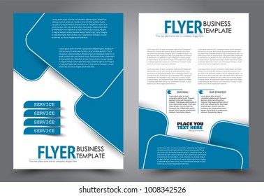Flyer template. Brochure for business, education, presentation, advertisement. Annual report cover. Blue vector illustration.