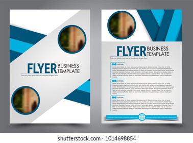 Flyer template. Brochure for business, education, presentation, advertisement. Annual report cover. Blue vector illustration.