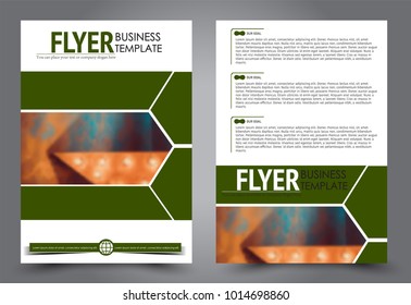 Flyer template. Brochure for business, education, presentation, advertisement. Annual report cover. Green vector illustration.