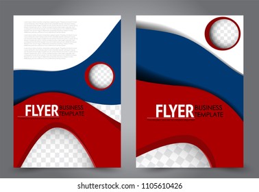 Flyer template. Brochure for business, education, presentation, advertisement. Annual report cover. Red and blue vector illustration.