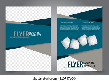 Flyer template. Brochure for business, education, presentation, advertisement. Annual report cover. Blue vector illustration.