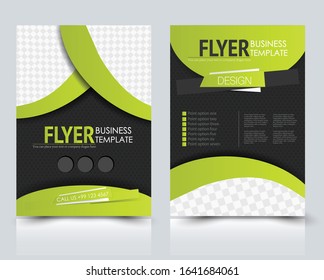 Flyer template. Brochure for business, education, presentation, advertisement. Annual report cover. Vector illustration. Black and green color.